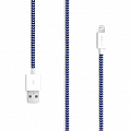 Кабель Le Cord Nylon Lightning MFI (1 метр) Broken Ocean (Бело-синий)
