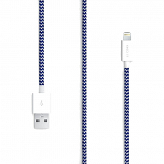 Кабель Le Cord Nylon Lightning MFI (1 метр) Broken Ocean (Бело-синий)