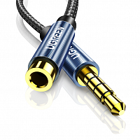 Удлинитель кабеля UGREEN AV118 (40675) 3.5 mm Male to 3.5 mm Female Extension Braid (2 метра) чёрный