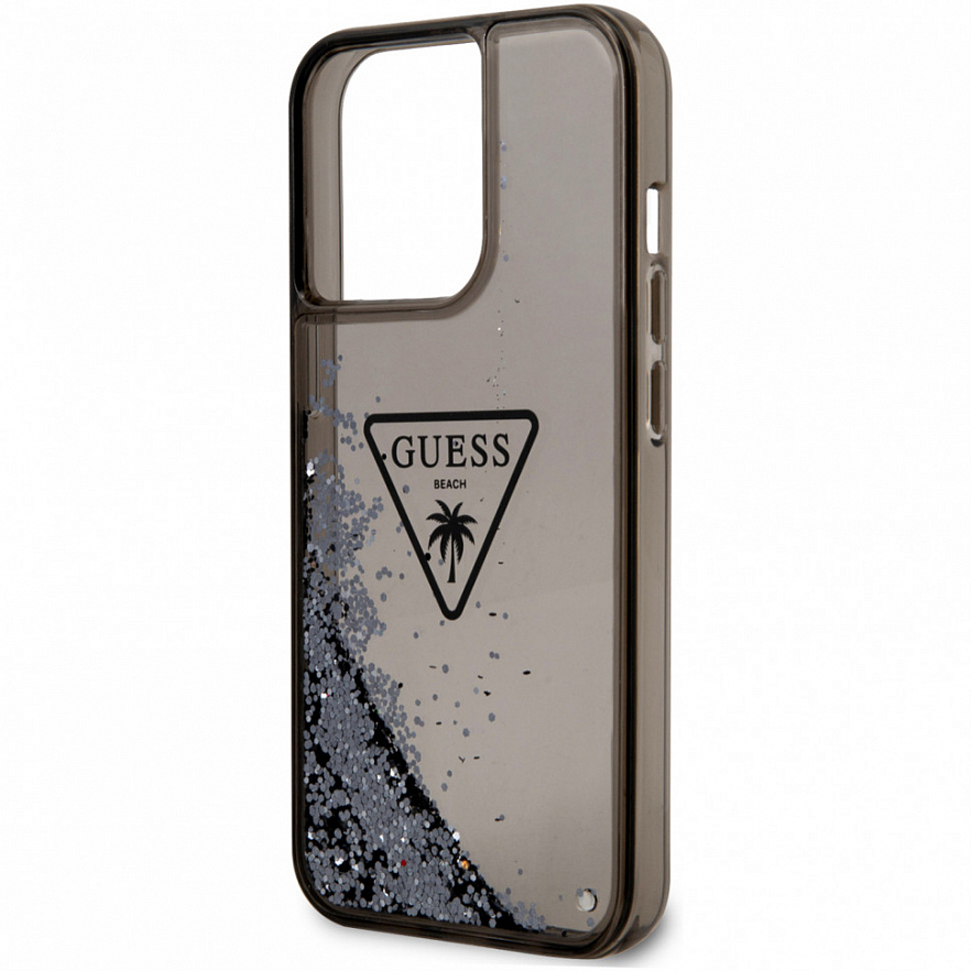 Чехол CG Mobile Guess Liquid Glitter Triangle Logo Translucent Hard для iPhone 14 Pro Max чёрный