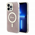Чехол Guess PC/TPU 4G Hard для iPhone 15 Pro Pink/Gold (MagSafe)