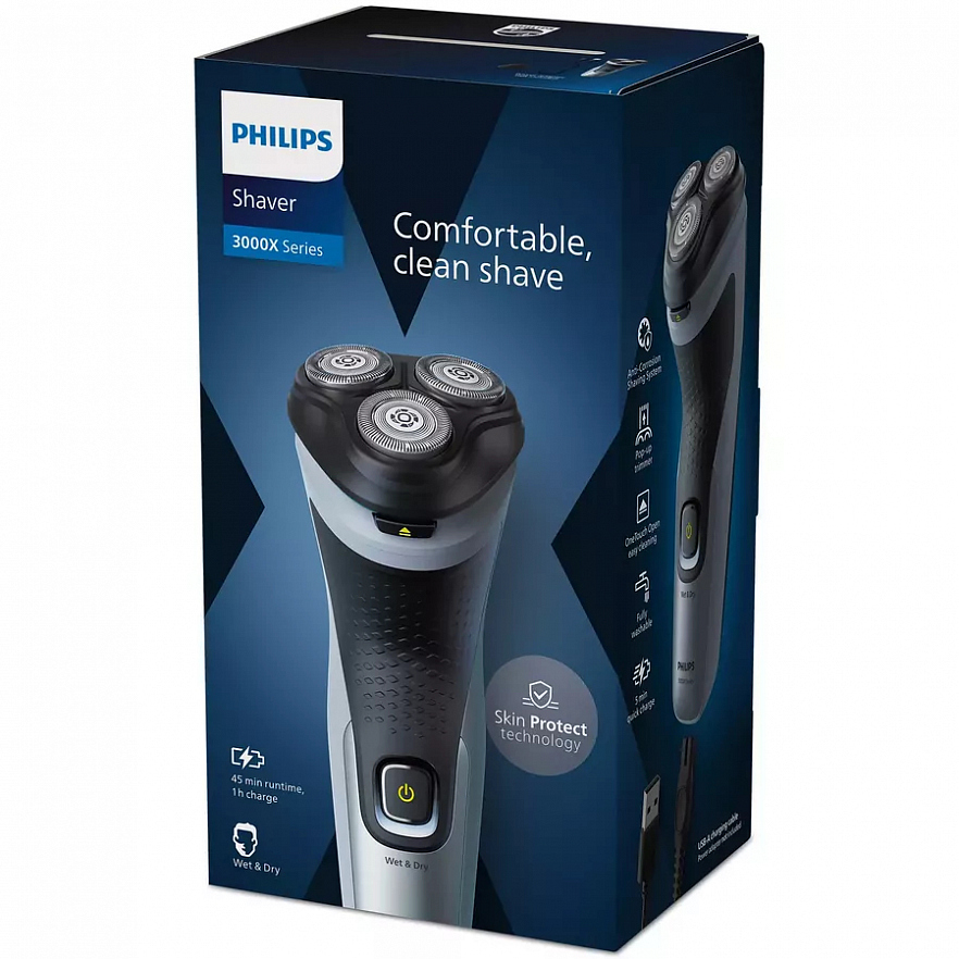 Электробритва Philips 3000X Series X3063/00 голубая