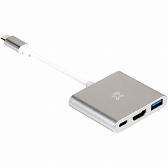 Мульти хаб XtremeMac Type-C Multiport Hub серебристый (XAH-HUC-03)