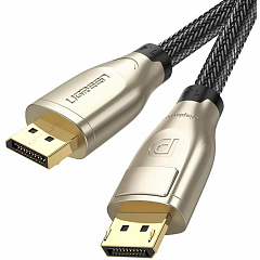 Кабель UGREEN DP112 DisplayPort v1.4 M/M 8K Round Cable Zinc Alloy Shell with Braided (3 метра) чёрный (60844)