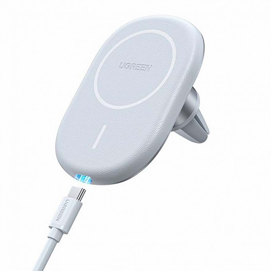 Автодержатель с функцией беспроводной зарядки Ugreen CD255 Magnetic Wireless Car Charger 15W белый (40117)