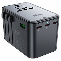 Сетевое зарядное устройство Acefast Z1 PD75W GaN 3 x USB-C + 2 x USB-A Multifunctional Charging Adapter чёрное (AF-Z1-GY)