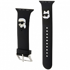 Ремешок CG Mobile Lagerfeld 3D Rubber NFT Karl & Choupette Heads для Apple Watch 38/40/41 мм чёрный