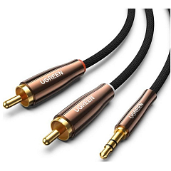 Кабель UGREEN AV170 (80848) 3.5mm Male to 2*RCA Copper Case Braided Aux Cable - 3 метра