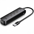 Адаптер UGREEN CM416 (20984) USB 2.0 to 3×USB 2.0+RJ45 (100Mbps) Ethernet Adapter чёрный