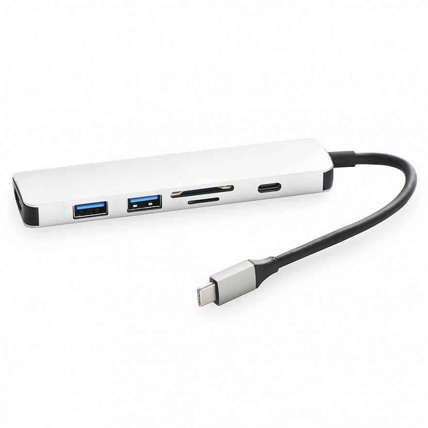 Мульти хаб Expander USB-C to HDMI 4K / 2 x USB / USB-C /  SD / microSD серебристый