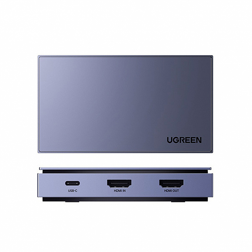 Внешняя карта видеозахвата Ugreen CM410 (10937) Audio Video Capture Card Mic+Headphone 4K/60Hz HDMI серого цвета