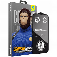 Защитное стекло Blueo Corning Gorilla 2.5D USA Anti-Static для iPhone 14 Pro с чёрной рамкой