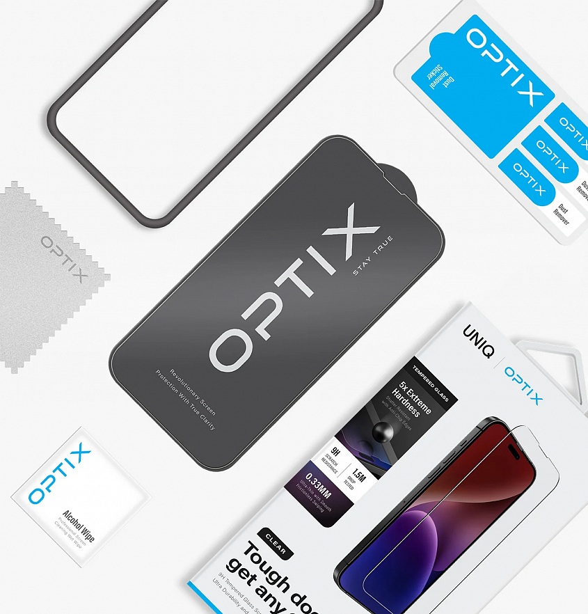 Защитное стекло Uniq OPTIX Clear для iPhone 15 Pro Max прозрачное