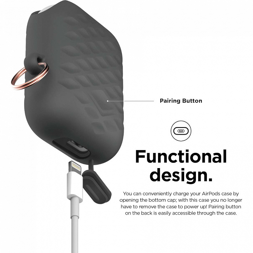 Чехол Elago Waterproof Active Hang Case для AirPods серый