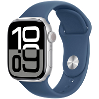 Умные часы Apple Watch Series 10 42 мм, GPS, алюминий серебристый, спортивный ремешок «Denim» S/M