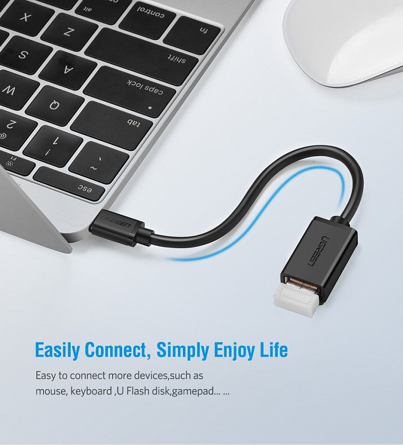 Адаптер UGREEN US154 (30702) USB-C Male to USB 3.0 A Female Cable белый