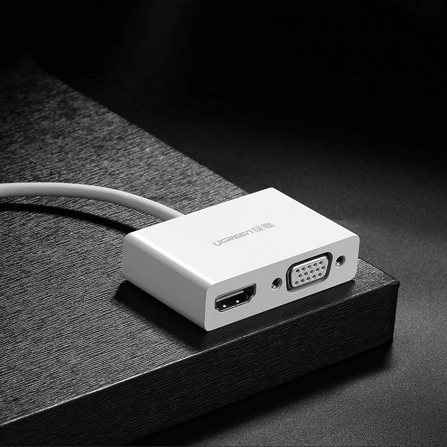 Переходник Ugreen MM123 (30843) USB-C to HDMI + VGA Converter (30 см) белый