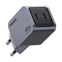 Сетевое зарядное устройство UGREEN X707 (35008) Nexode Pro 45W USB-C+USB-C PD GaN Tech Charger EU серый