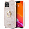 Чехол Guess PU 4G + Ring Hard для iPhone 13 розовый (GUHCP13M4GMRPI)