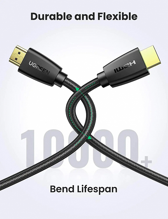 Кабель Ugreen HD118 (40411) HDMI Male To Male Cable with Nylon Braid (3 метра) чёрный