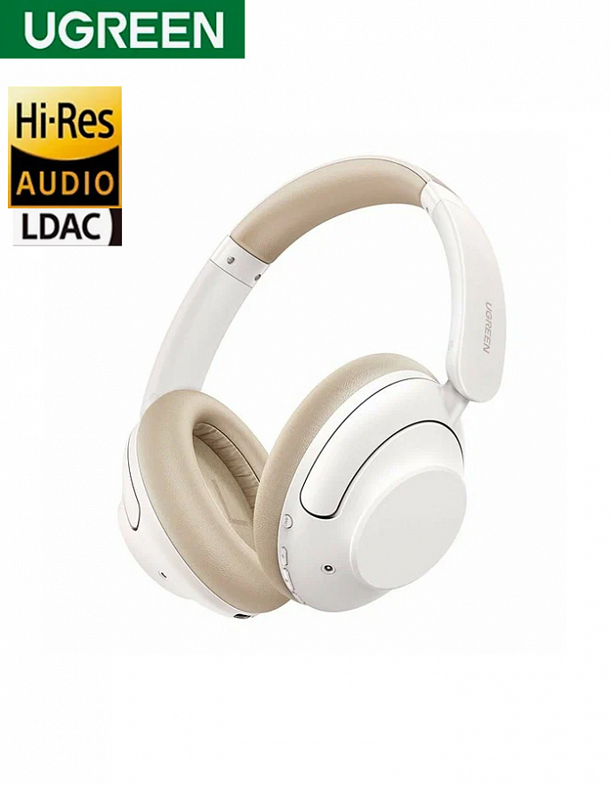 Наушники накладные беспроводные UGREEN HP202 (15809) HiTune Max 5 Hybrid Active Noise-Cancelling белые