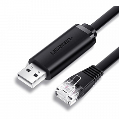 Кабель UGREEN CM204 (50773) USB-A to RJ45 Console Cable (1,5 метра) чёрный
