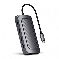 Хаб Satechi USB4 Multiport Adapter with 8K HDMI (3 USB-A, Ethernet, USB-C charging, 3.5mm jack)цвета серый космос