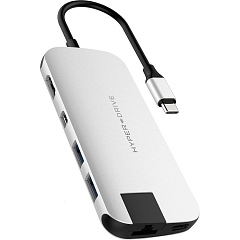 USB-хаб HyperDrive SLIM 8-in-1 USB-C Hub серебристый (HD247B-SILVER)