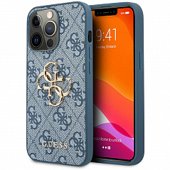 Чехол Guess PU 4G Big Metal Logo Hard для iPhone 13 Pro Max синий (GUHCP13X4GMGBL)