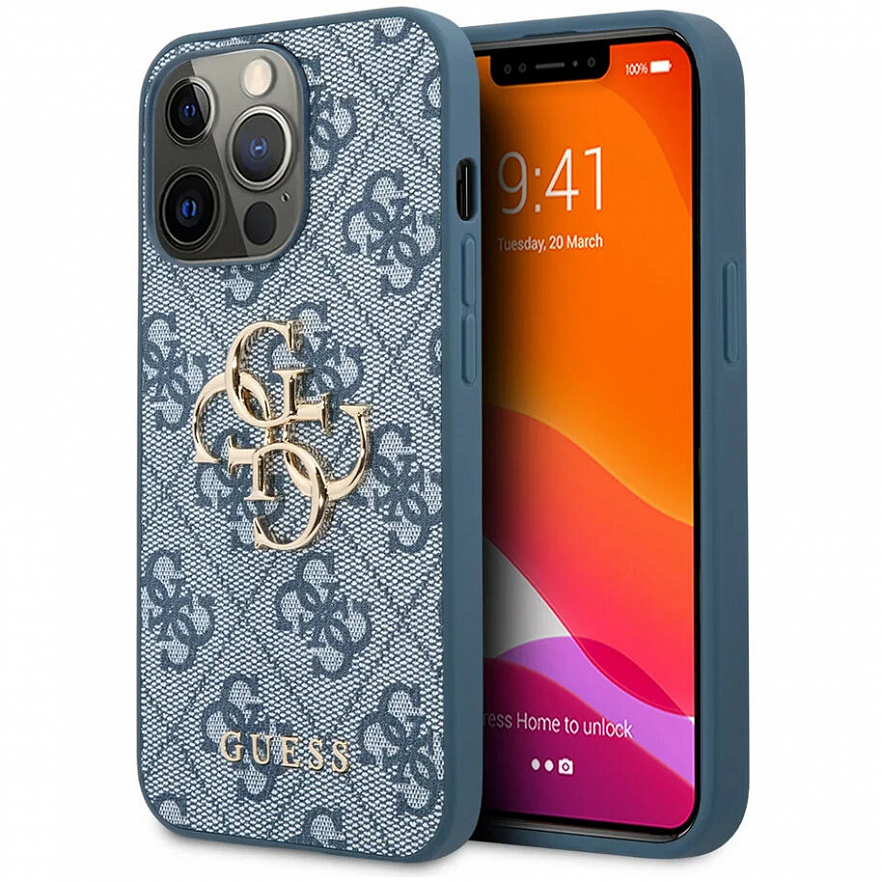 Чехол Guess PU 4G Big Metal Logo Hard для iPhone 13 Pro Max синий (GUHCP13X4GMGBL)