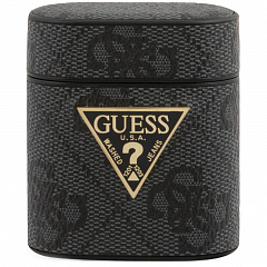 Чехол Guess 4G PU Leather Case Metal Logo для AirPods серый