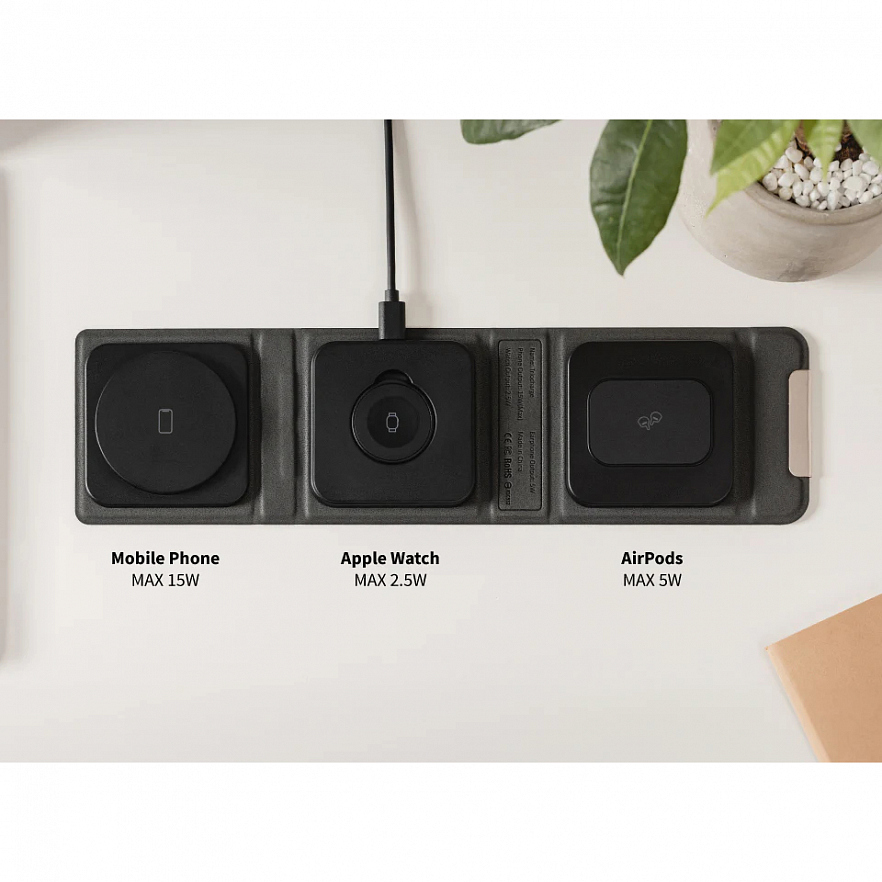 Беспроводное зарядное устройство SwitchEasy Triocharge Portable 3 in 1 Charger чёрное