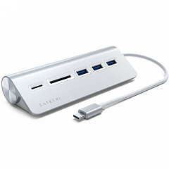 USB-хаб и картридер Satechi Type-C Aluminum USB 3.0 Hub & Card Reader (ST-TCHCRS) серебристый