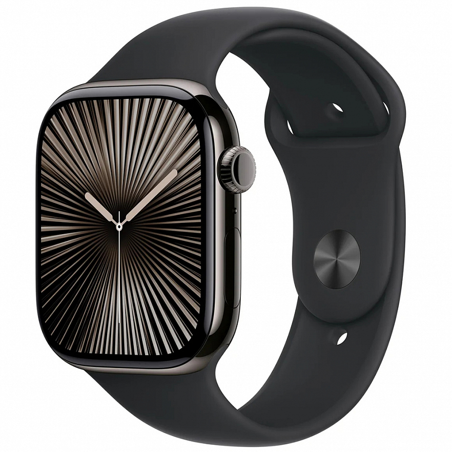 Умные часы Apple Watch Series 10 42 мм, GPS, титан тёмно-серый, спортивный ремешок чёрный M/L