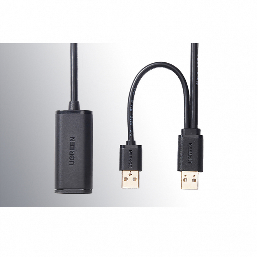 Кабель-удлинитель UGREEN US137 USB 2.0 Active Extension Cable (10 метров) чёрный (20214)