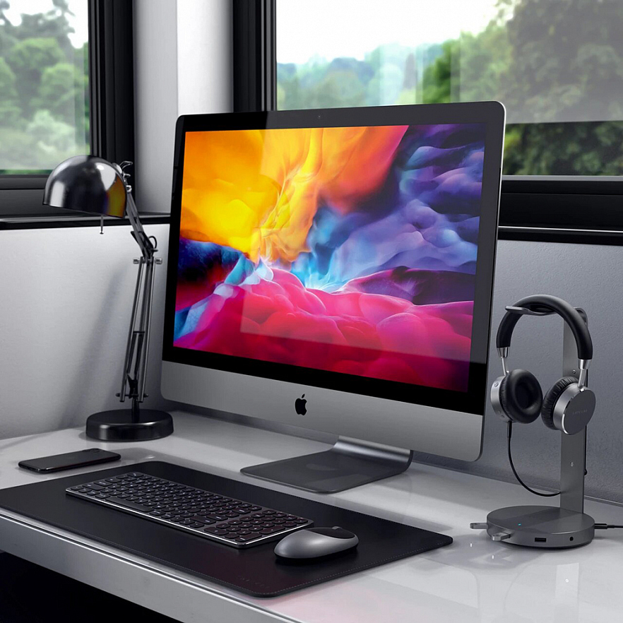 Подставка-хаб для наушников Satechi USB Headphone Stand серый космос (ST-UCHSHM)
