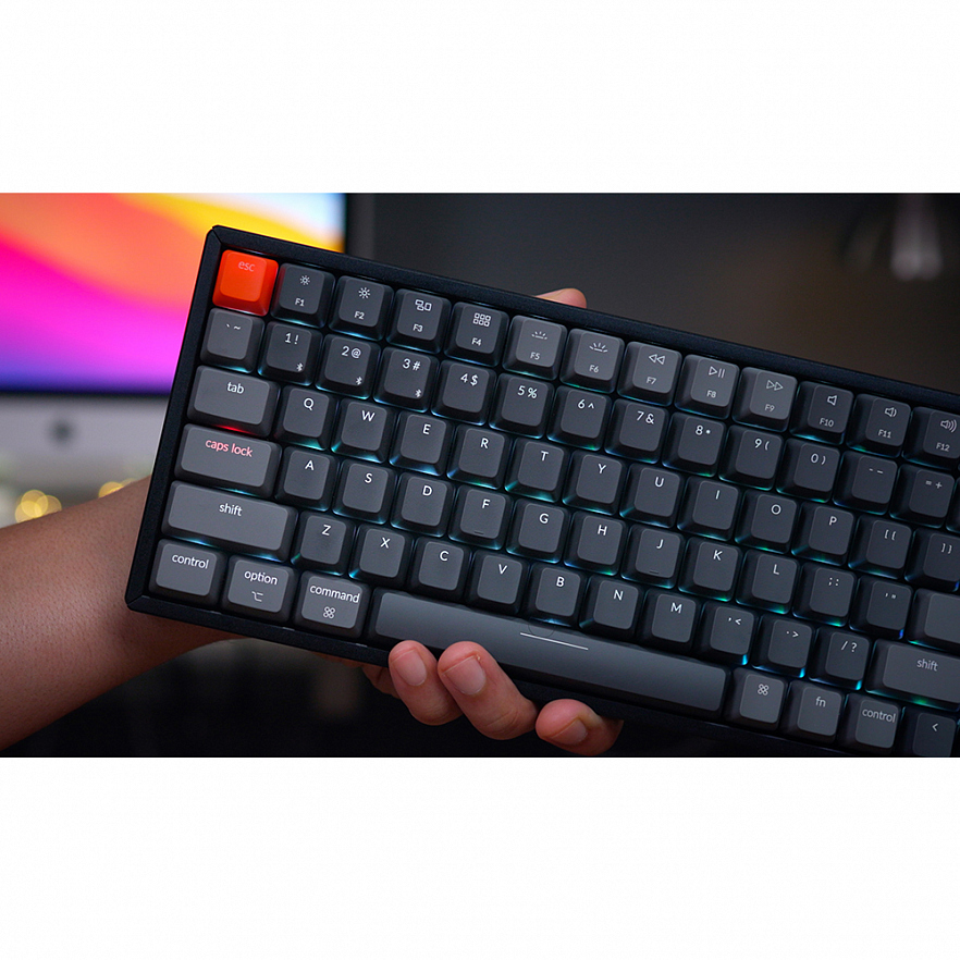 Беспроводная клавиатура Keychron K2, 84 клавиши, RGB подсветка, Gateron Red Switch серая   