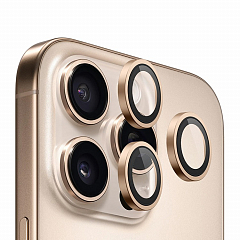 Защитное стекло на камеру BlueO Camera lens Armor Aluminium для iPhone 16 Pro/16 Pro Max, 3 шт. (+installer) Золотой