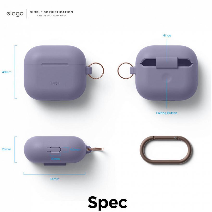 Чехол Elago Silicone Hang Case для AirPods 3 лавандово-серый (Lavender Grey)
