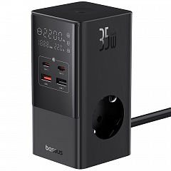 Сетевое зарядное устройство Baseus PowerCombo Tower 35W чёрное (E00023606113-00)