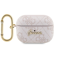 Чехол CG Mobile Guess для Airpods Pro 2 PU leather 4G with metal logo and carabin Pink - Розовый