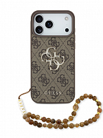 Чехол Guess 4G iPhone 17 Pro с ремешком коричневый