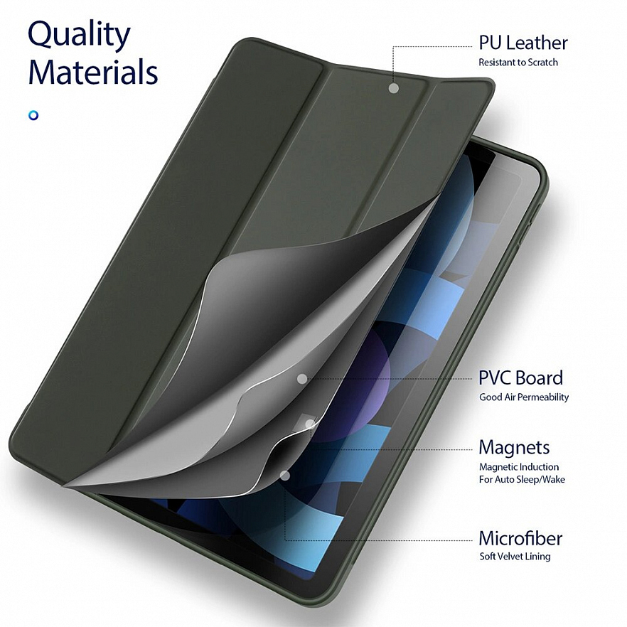 Чехол Dux Ducis Osom Series для iPad Air 10.9 (2020) тёмно-зелёный (Midnight green)