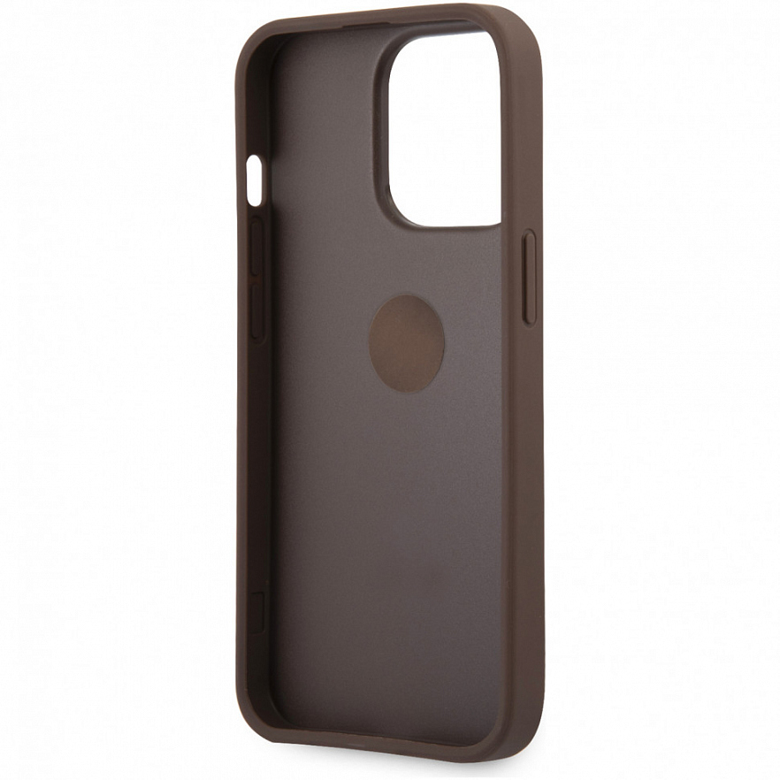 Чехол CG Mobile Guess PU 4G + Ring Hard для iPhone 14 Pro Max коричневый