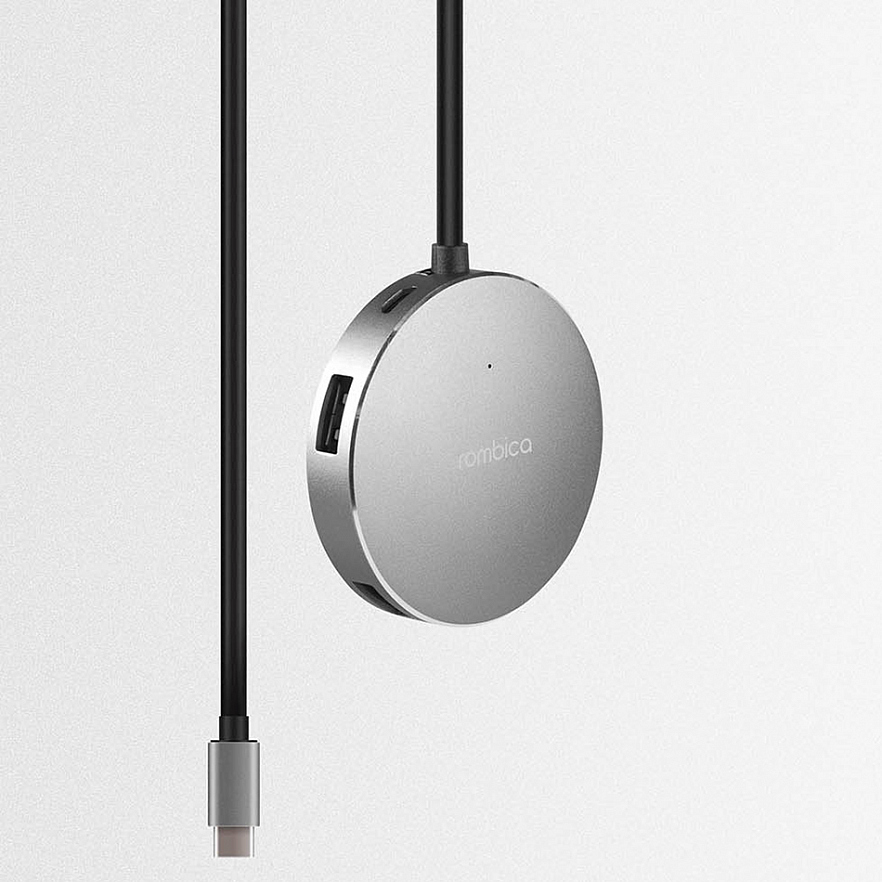 Мульти хаб Rombica Type-C Hub Metal 4 x USB 3.0 серый космос (TC-00060)