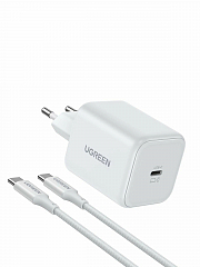 Сетевое зарядное устройство с кабелем UGREEN X524 (65055) 45W USB-C GaN Fast Charger белое