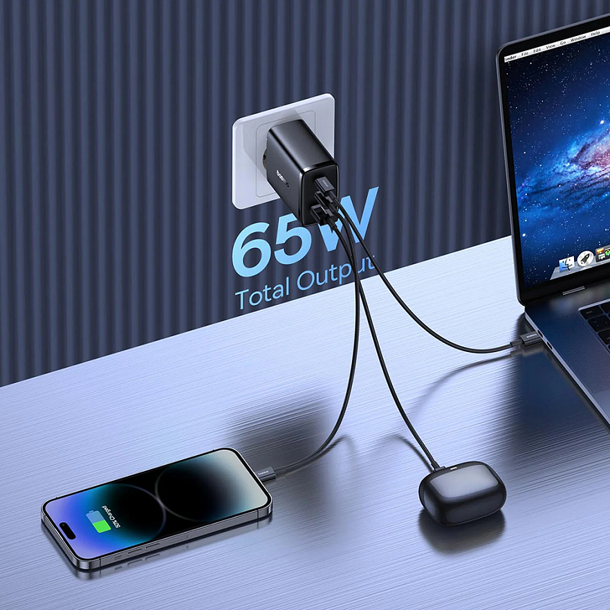 Сетевое зарядное устройство Baseus Cube Pro 3 Ports Fast Charger USB + 2 x USB-C 65W чёрное (P10152301113-00)