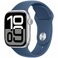 Умные часы Apple Watch Series 10 42 мм, GPS, алюминий серебристый, спортивный ремешок «Denim» M/L