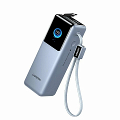Внешний аккумулятор UGREEN PB728 (75702B) 200W - 25000mAh с двумя встроенными кабелями серый