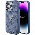 Чехол CG Mobile Guess Grip Stand PU 4G Triangle Diamond Metal Logo для iPhone 15 Pro Max синий